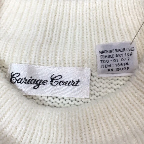 Vintage Cariage Court Cream Mock-neck Embroidered Knit Sweater - Picture 4 of 8